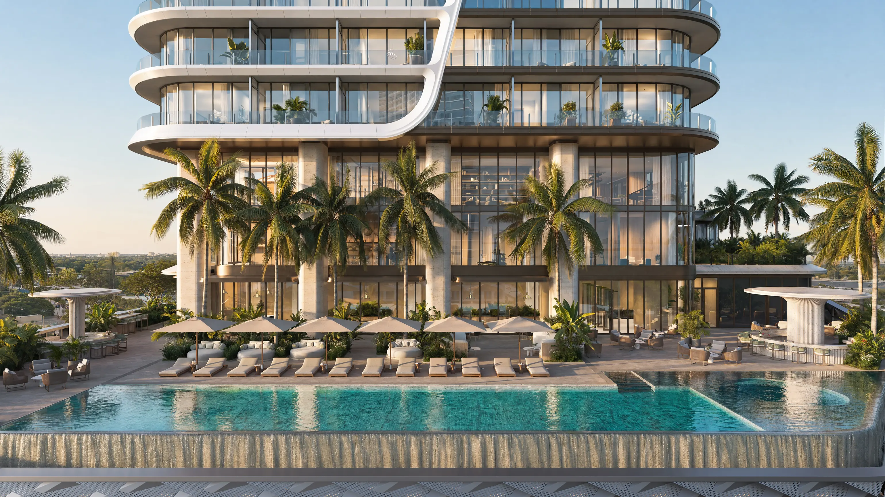 Resort pool beneath the tower