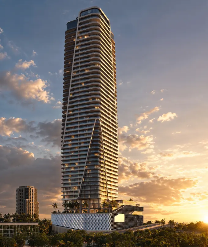 The tower above Biscayne Bay at sunset