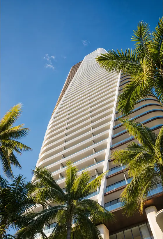 Anantara tower rising above palm trees