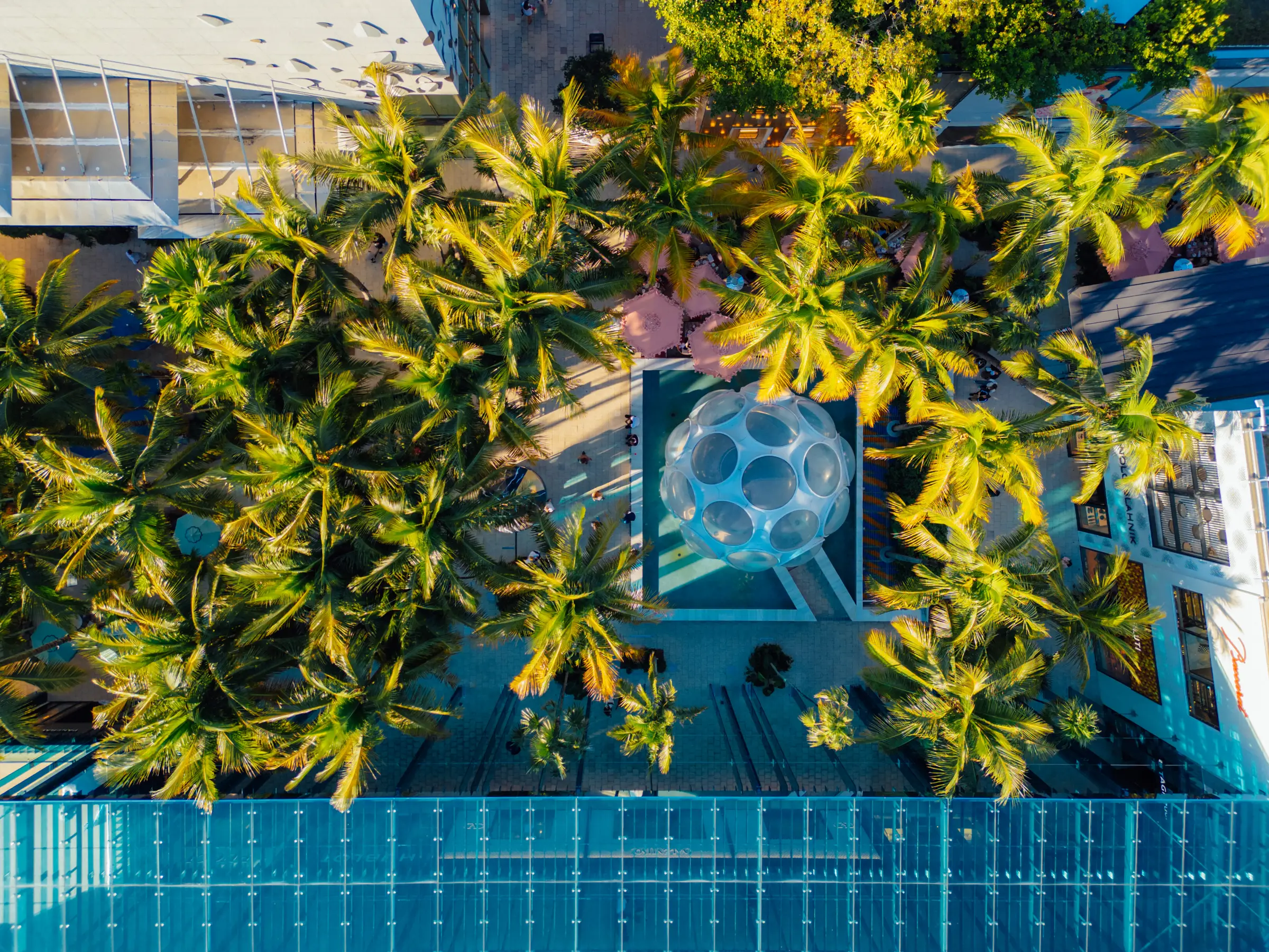 Aerial view of the Fly’s Eye Dome in the Miami Design District